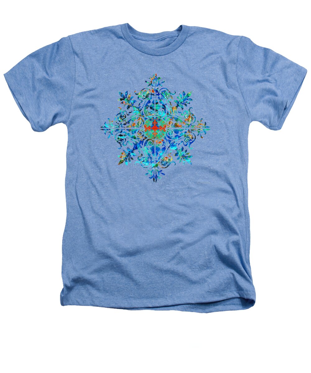 Mandala Heathers T-Shirt featuring the painting Colorful Pattern Art - Color Fusion Design 5 By Sharon Cummings by Sharon Cummings