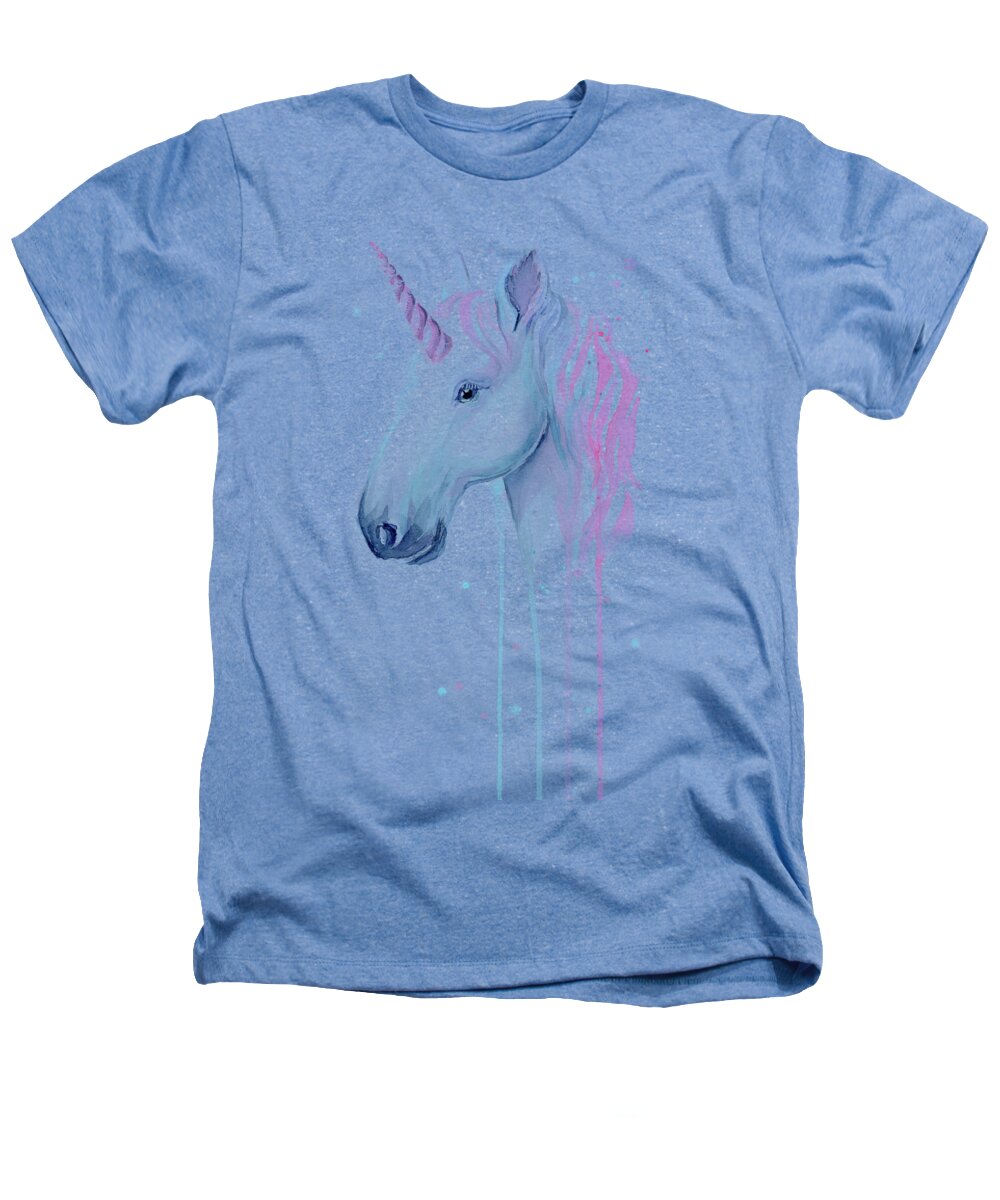 Unicorn Heathers T-Shirt featuring the painting Cotton Candy Unicorn by Olga Shvartsur
