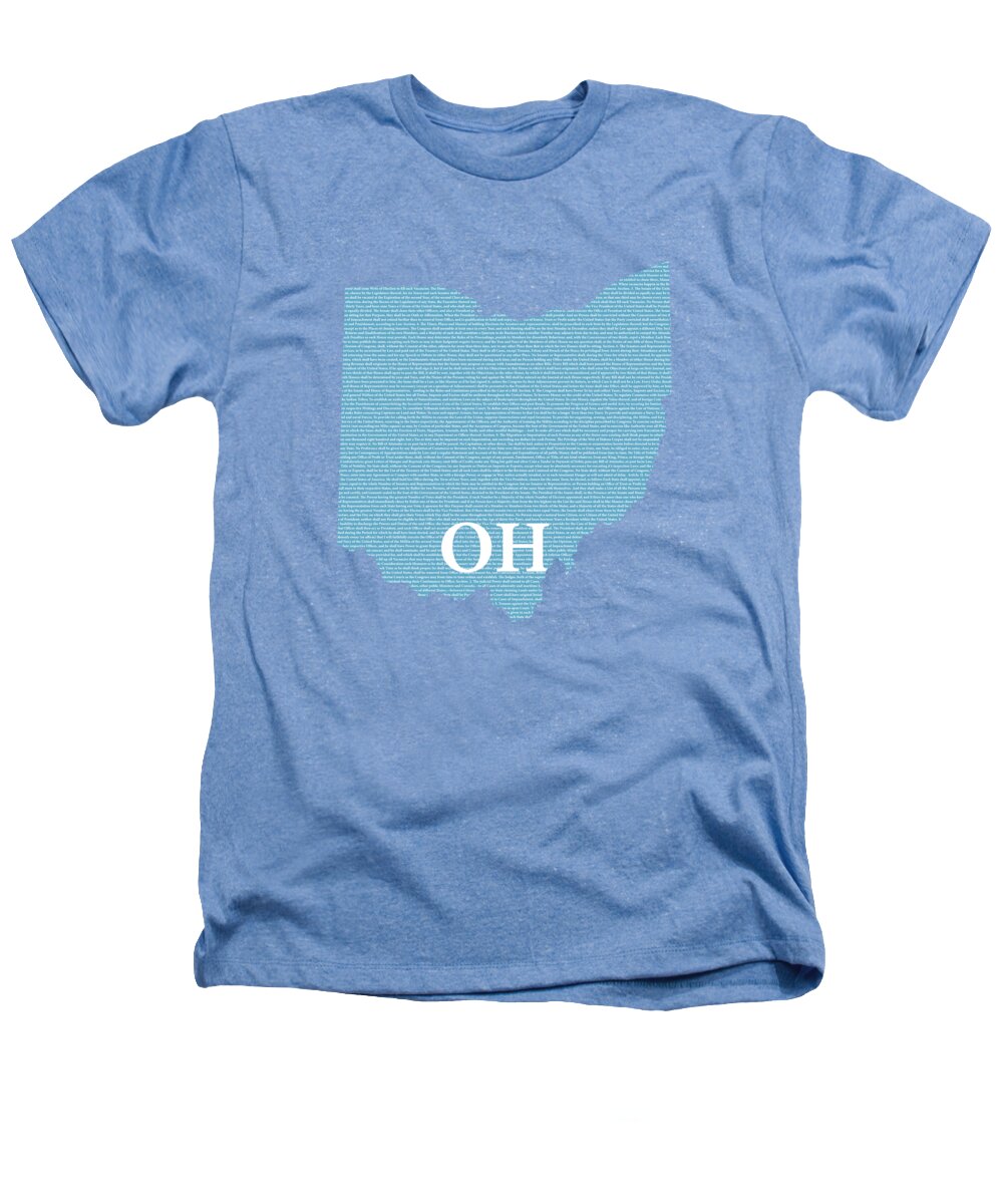 Ohio Heathers T-Shirt featuring the mixed media Ohio State Map With Text Of Constitution by Design Turnpike