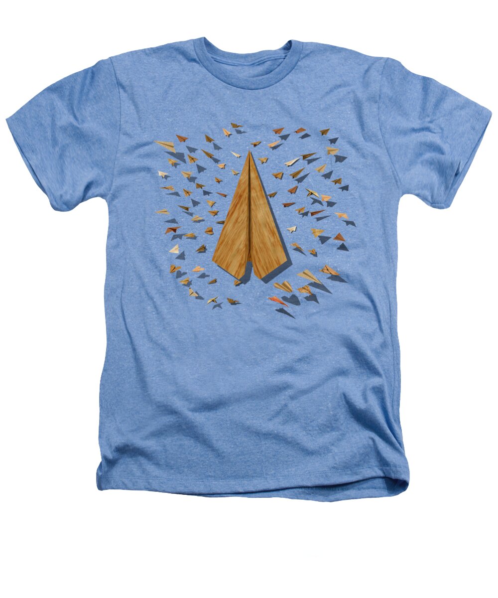 Aircraft Heathers T-Shirt featuring the digital art Paper Airplanes of Wood 10 by YoPedro