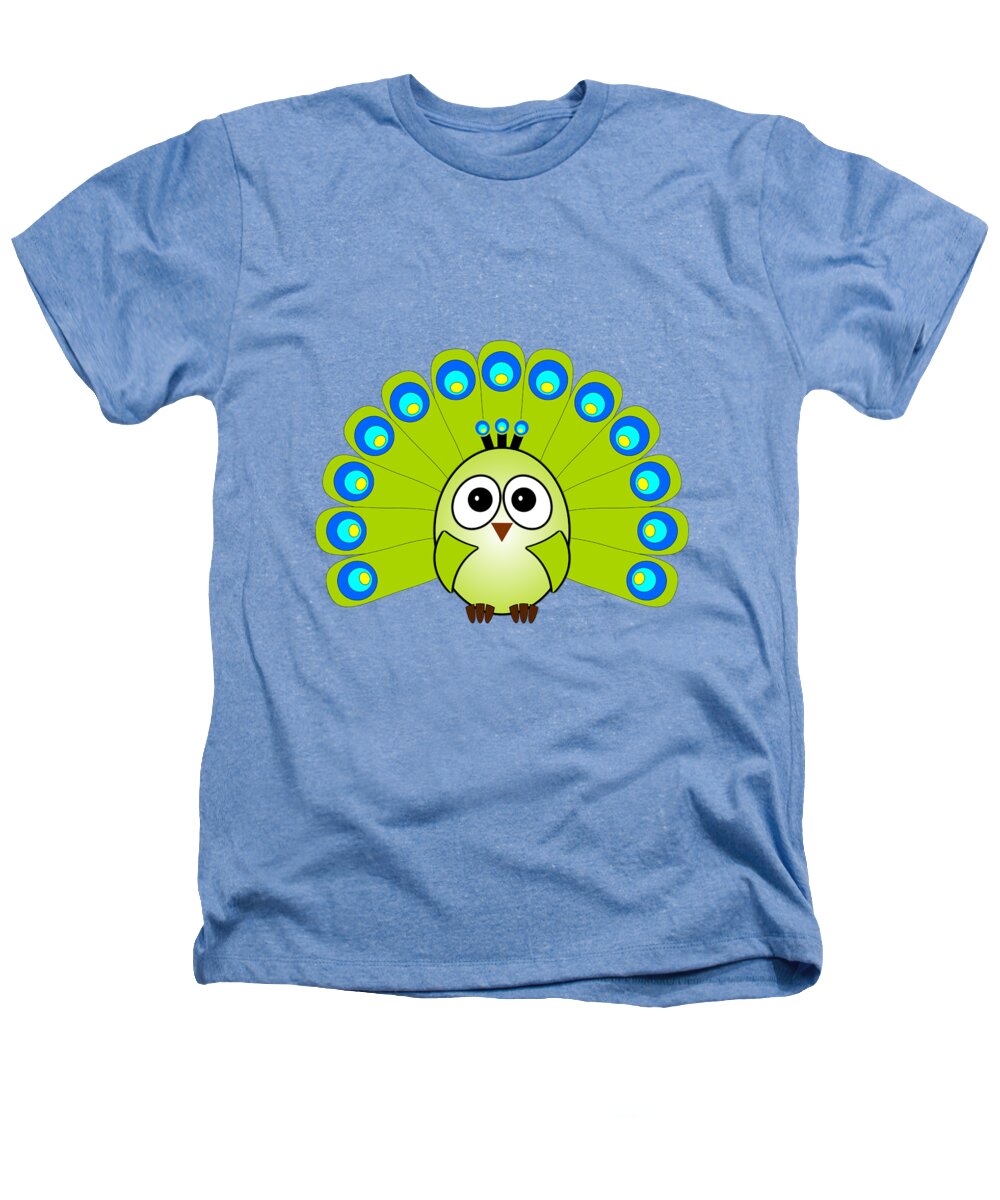 Peacock Heathers T-Shirt featuring the digital art Peacock - Birds - Art for Kids by Anastasiya Malakhova