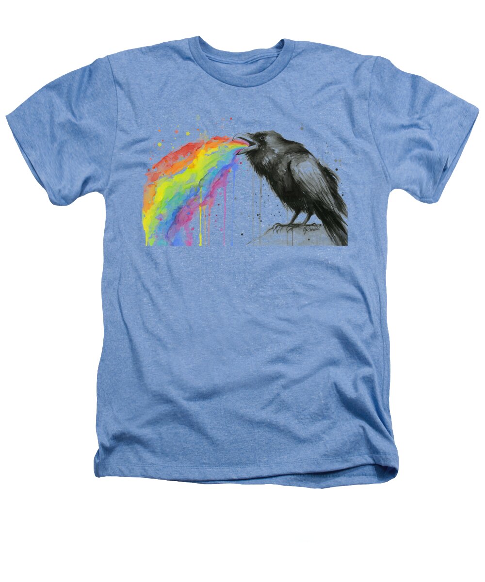 Raven Heathers T-Shirt featuring the painting Raven Tastes the Rainbow by Olga Shvartsur