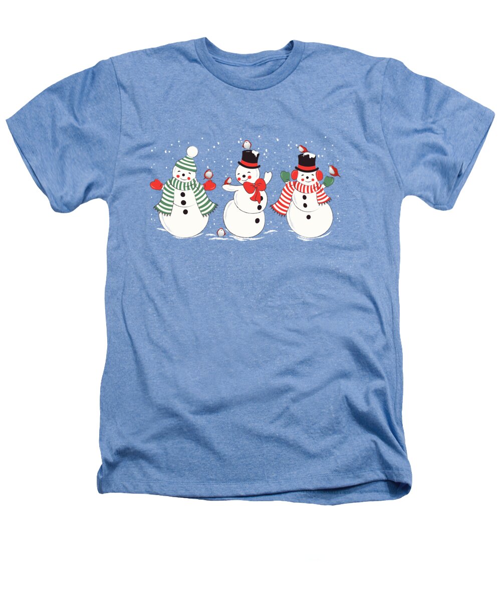 Painting Heathers T-Shirt featuring the painting Snowman Winter Wonderland by Little Bunny Sunshine