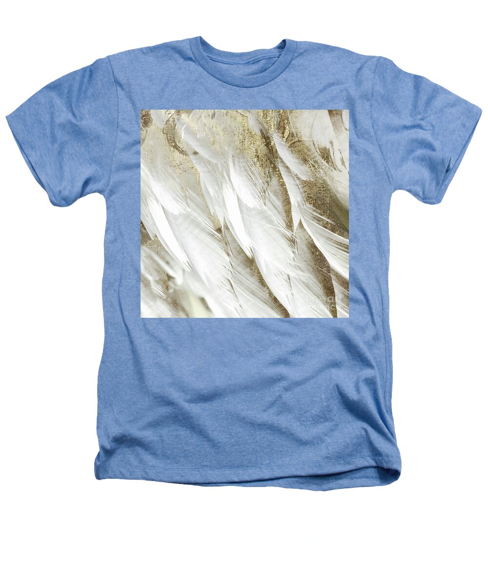 Feathers Heathers T-Shirt featuring the painting White Feathers with Gold by Mindy Sommers