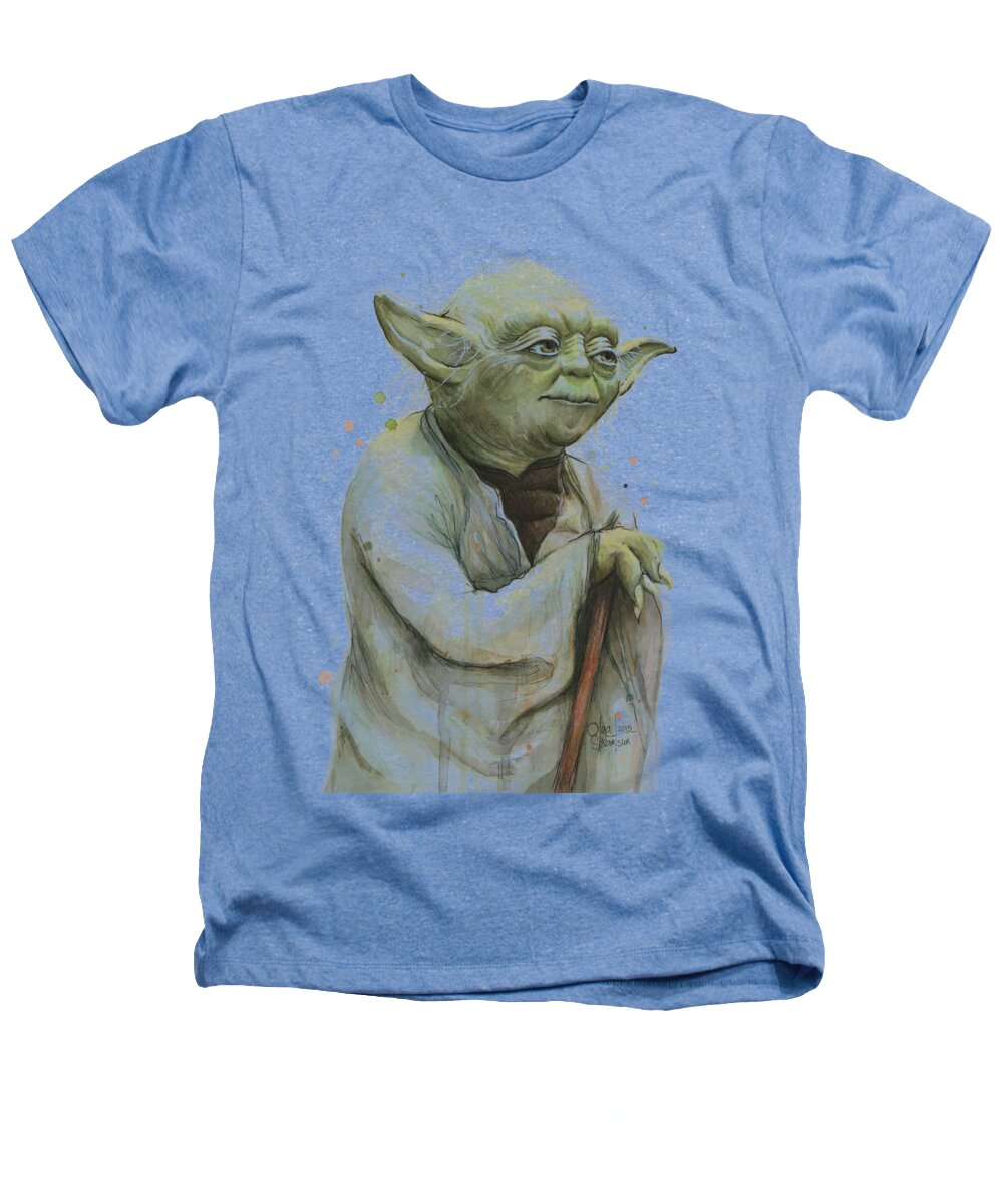 Yoda Heathers T-Shirt featuring the painting Yoda Portrait by Olga Shvartsur