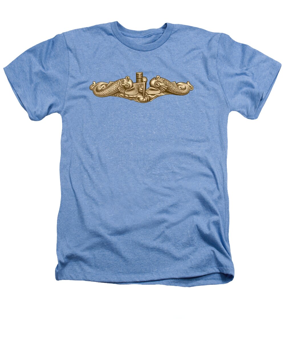 Gold Submarine Dolphins Heathers T-Shirt featuring the mixed media Gold Submarine Dolphins by Baltzgar