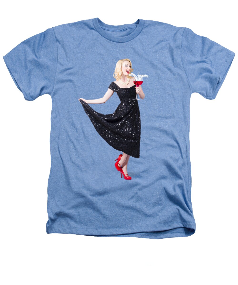 Party Heathers T-Shirt featuring the photograph Party woman in a black sequin dress by Jorgo Photography
