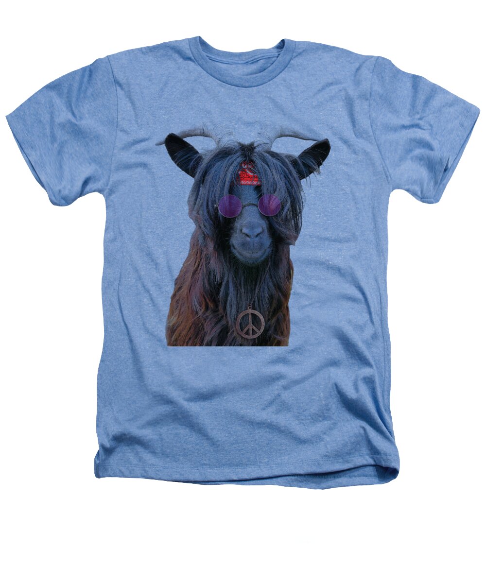 Goat Heathers T-Shirt featuring the digital art Goat hippie red bandana americana by Madame Memento