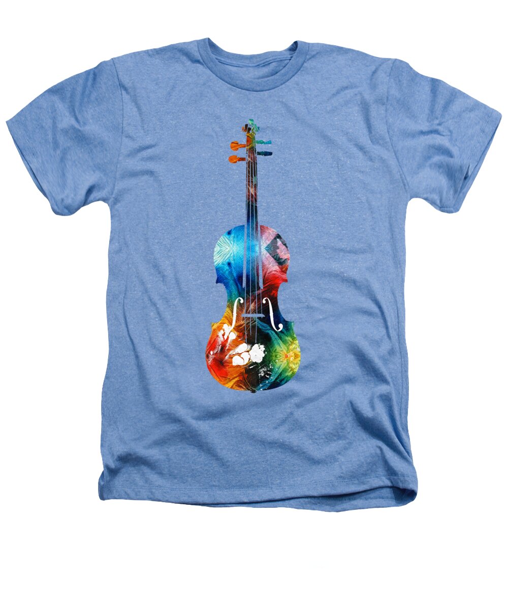 Violin Heathers T-Shirt featuring the painting Colorful Violin Art by Sharon Cummings by Sharon Cummings