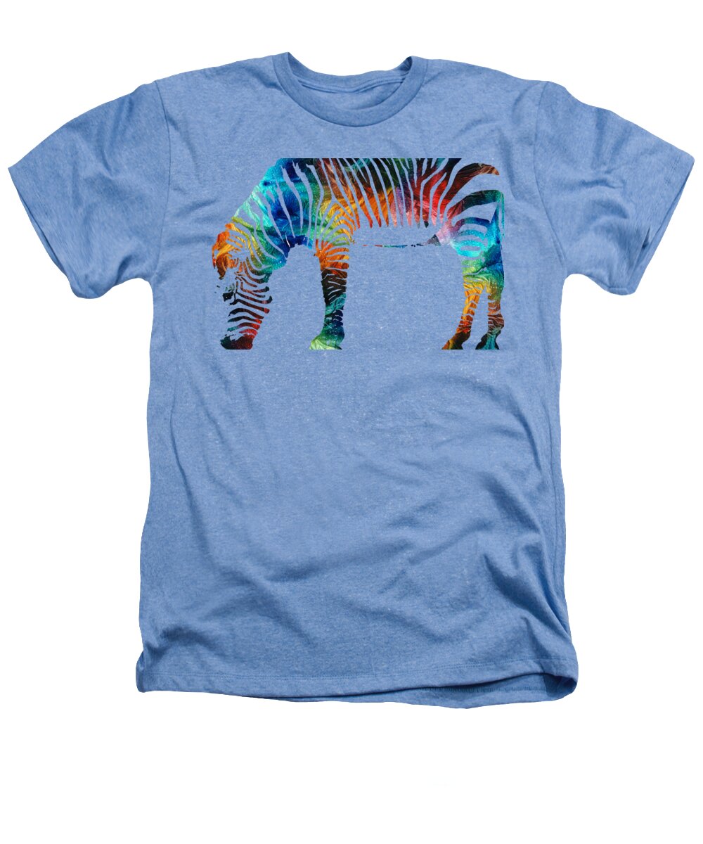 Zebra Heathers T-Shirt featuring the painting Colorful Zebra Art by Sharon Cummings by Sharon Cummings