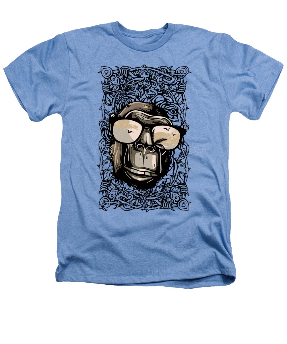Monkey Heathers T-Shirt featuring the digital art Cool Gorilla Ape and Shades by Jacob Zelazny