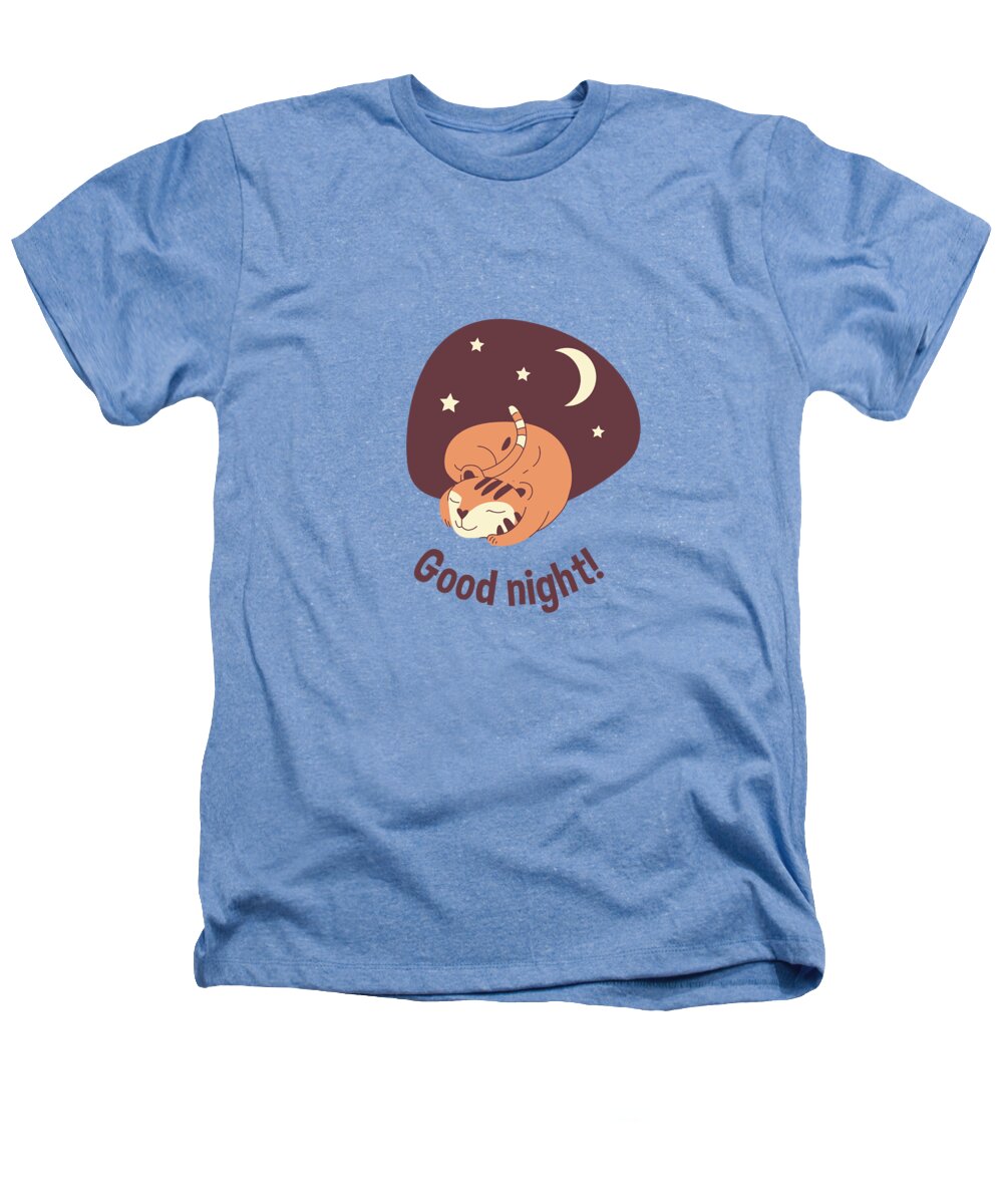 Adorable Heathers T-Shirt featuring the digital art Good Night Sleeping Tiger by Jacob Zelazny