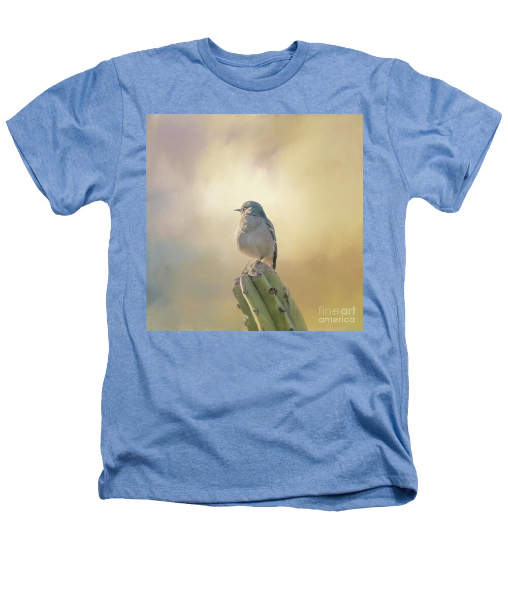 Mockingbird Heathers T-Shirt featuring the photograph Northern Mockingbird on Cactus Two by Elisabeth Lucas