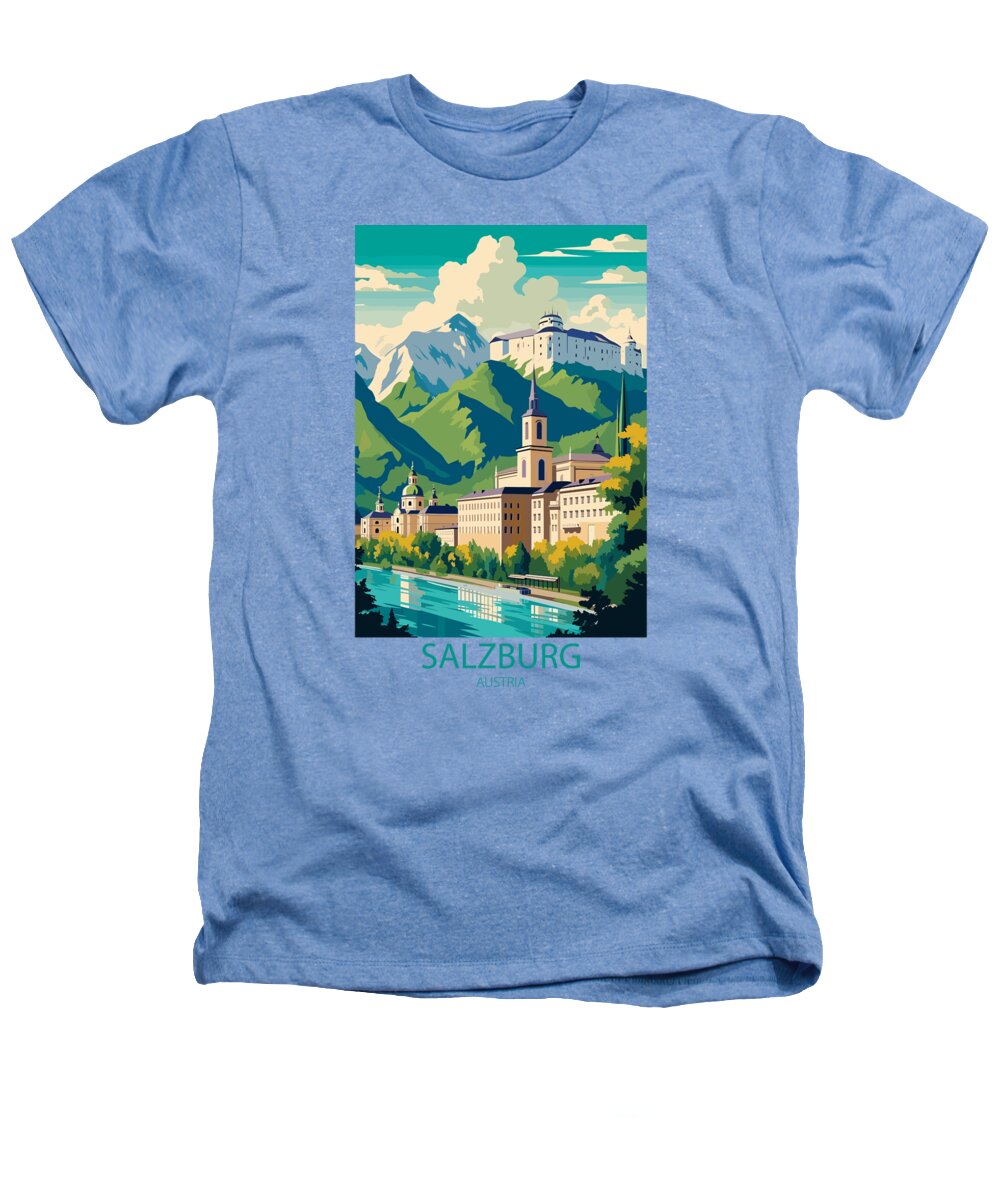 Famous Places Heathers T-Shirt featuring the mixed media Salzburg Austria by Travel Posters