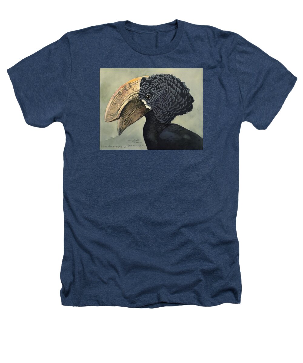 Louis Agassiz Fuertes Heathers T-Shirt featuring the painting Crested Hornbill #1 by Louis Agassiz Fuertes