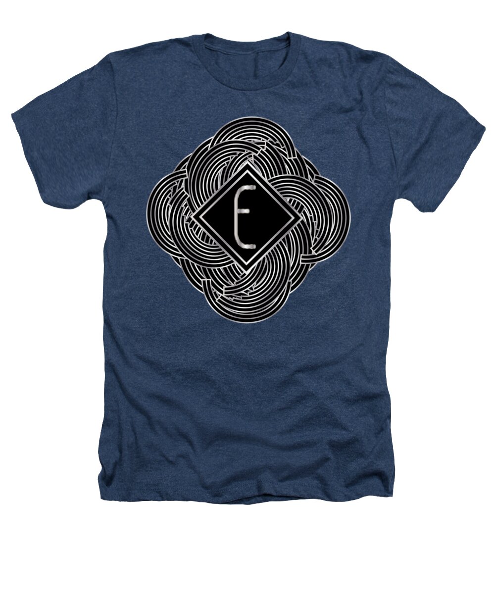 Monogram Heathers T-Shirt featuring the digital art Deco Jazz Swing Monogram ...letter E by Cecely Bloom