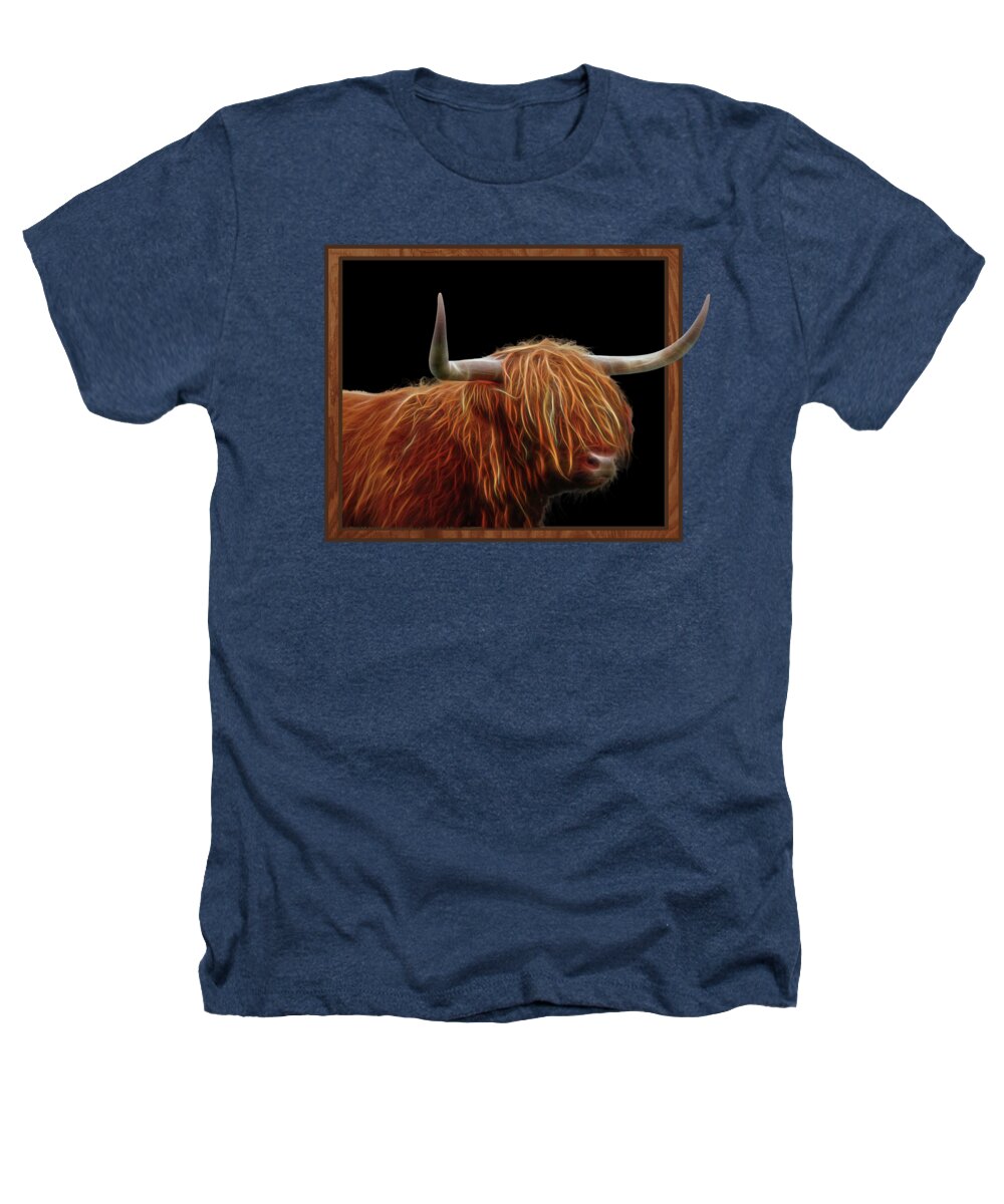 Highland Cow Heathers T-Shirt featuring the photograph Bad Hair Day - Highland Cow - On Black by Gill Billington