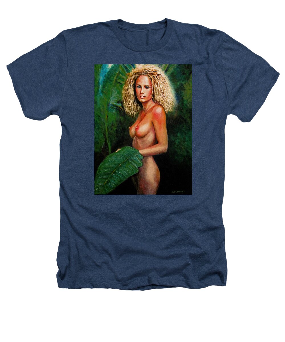 Nude Heathers T-Shirt featuring the painting Eve's First Light by Michael Durst