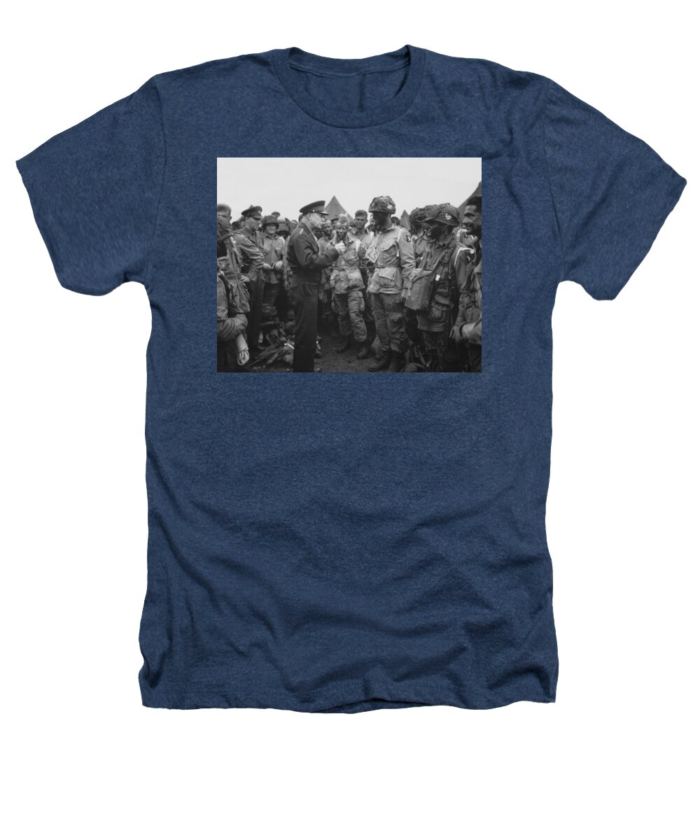 101st Airborne Division Heathers T-Shirt featuring the photograph General Eisenhower on D-Day by War Is Hell Store
