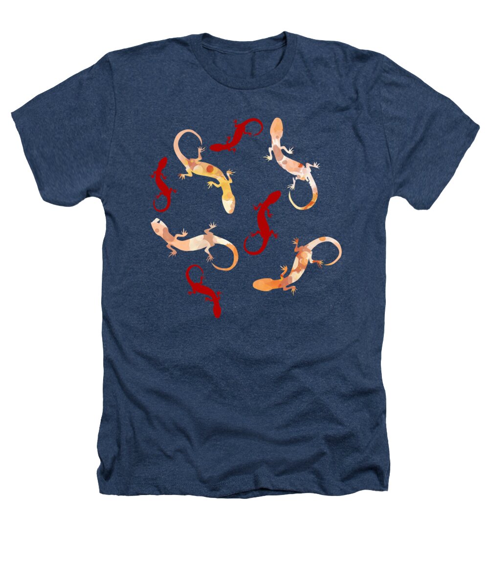 Gecko Heathers T-Shirt featuring the mixed media Gecko Pattern by Christina Rollo