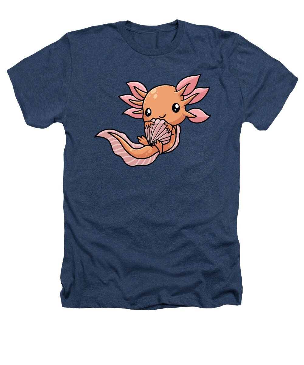 Axolotl Heathers T-Shirt featuring the digital art Axolotl Salamander #1 by Mercoat UG Haftungsbeschraenkt