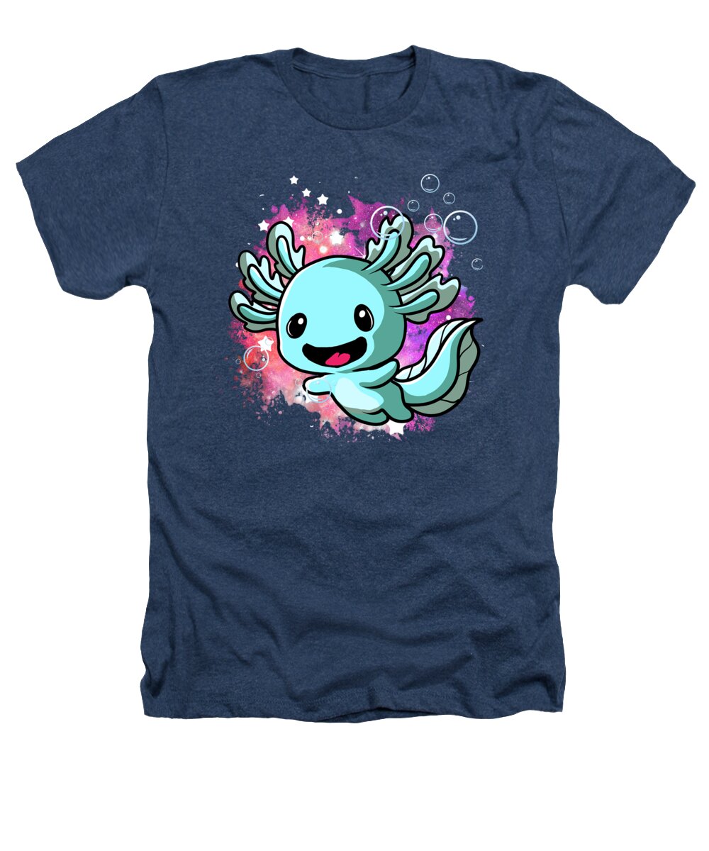Axolotl Heathers T-Shirt featuring the digital art Axolotl Salamander #3 by Mercoat UG Haftungsbeschraenkt