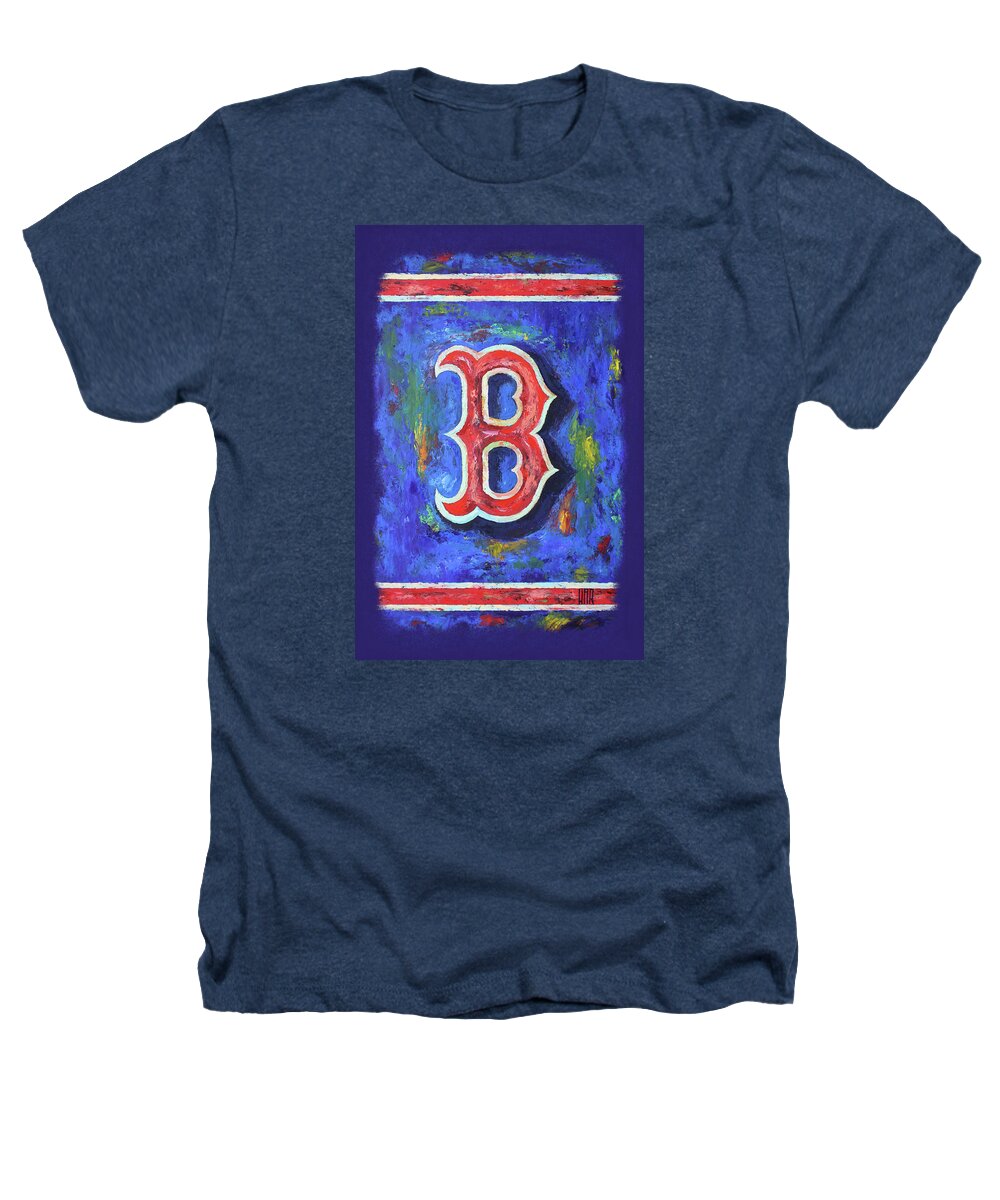 Baseball Heathers T-Shirt featuring the painting Boston Red Sox Baseball by Dan Haraga