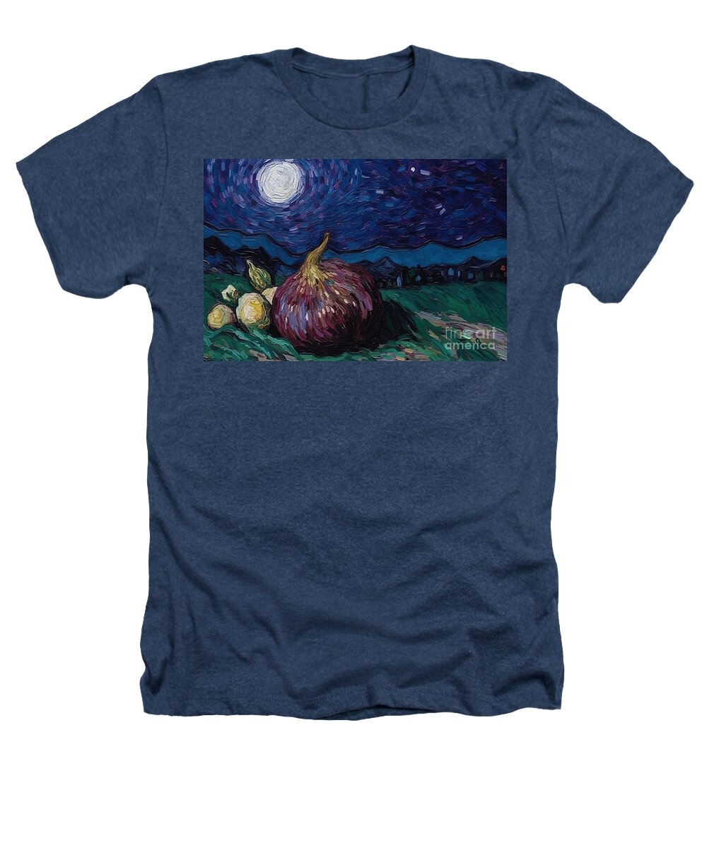 Fig Heathers T-Shirt featuring the painting Fig Under Moon by N Akkash