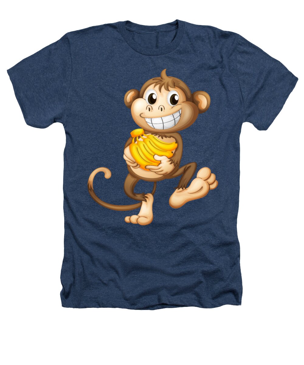 Monkey Heathers T-Shirt featuring the digital art Funny Monkey With Banana by Tinh Tran Le Thanh