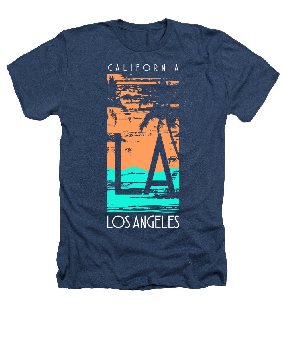 California Heathers T-Shirt featuring the digital art Los Angeles California Palm Tree Sunset Design by Lotus Leafal