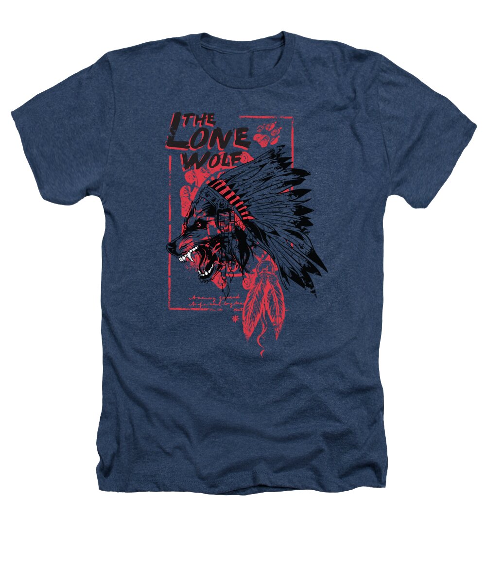 Wolf Heathers T-Shirt featuring the digital art The Lone Wolf Native American Chief by Jacob Zelazny