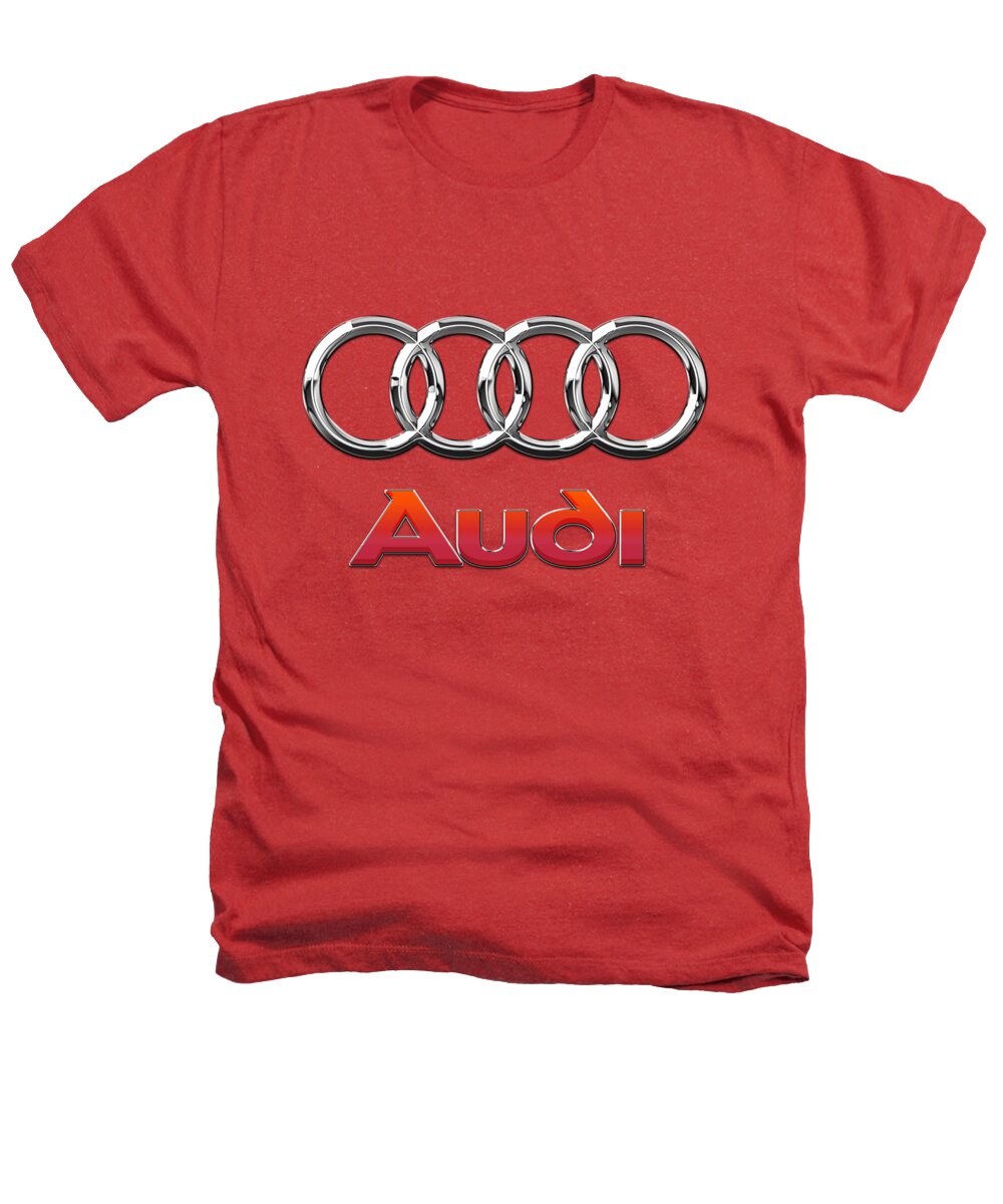Wheels Of Fortune By Serge Averbukh Heathers T-Shirt featuring the photograph Audi - 3D Badge on Red #1 by Serge Averbukh