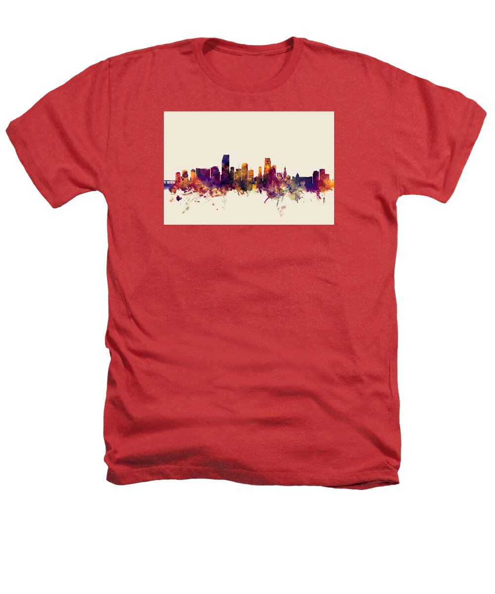 United States Heathers T-Shirt featuring the digital art Miami Florida Skyline #4 by Michael Tompsett