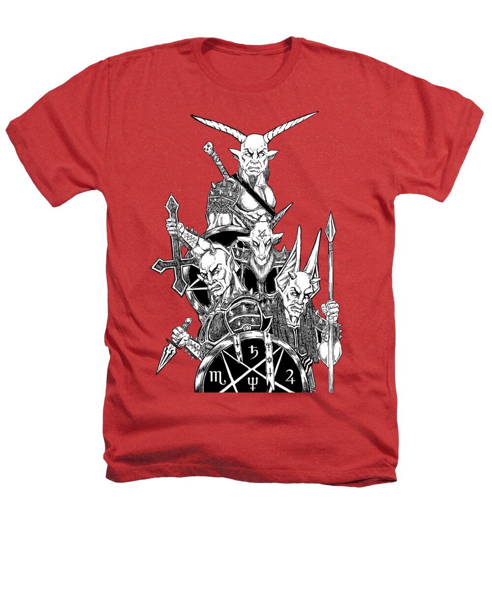 Baphomet Heathers T-Shirt featuring the drawing The Infernal Army White Version by Alaric Barca