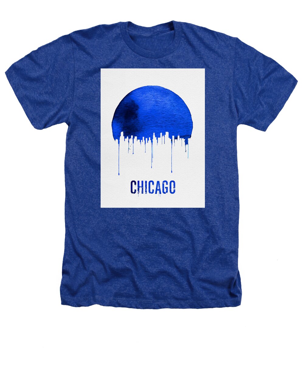 Chicago Heathers T-Shirt featuring the painting Chicago Skyline Blue by Naxart Studio