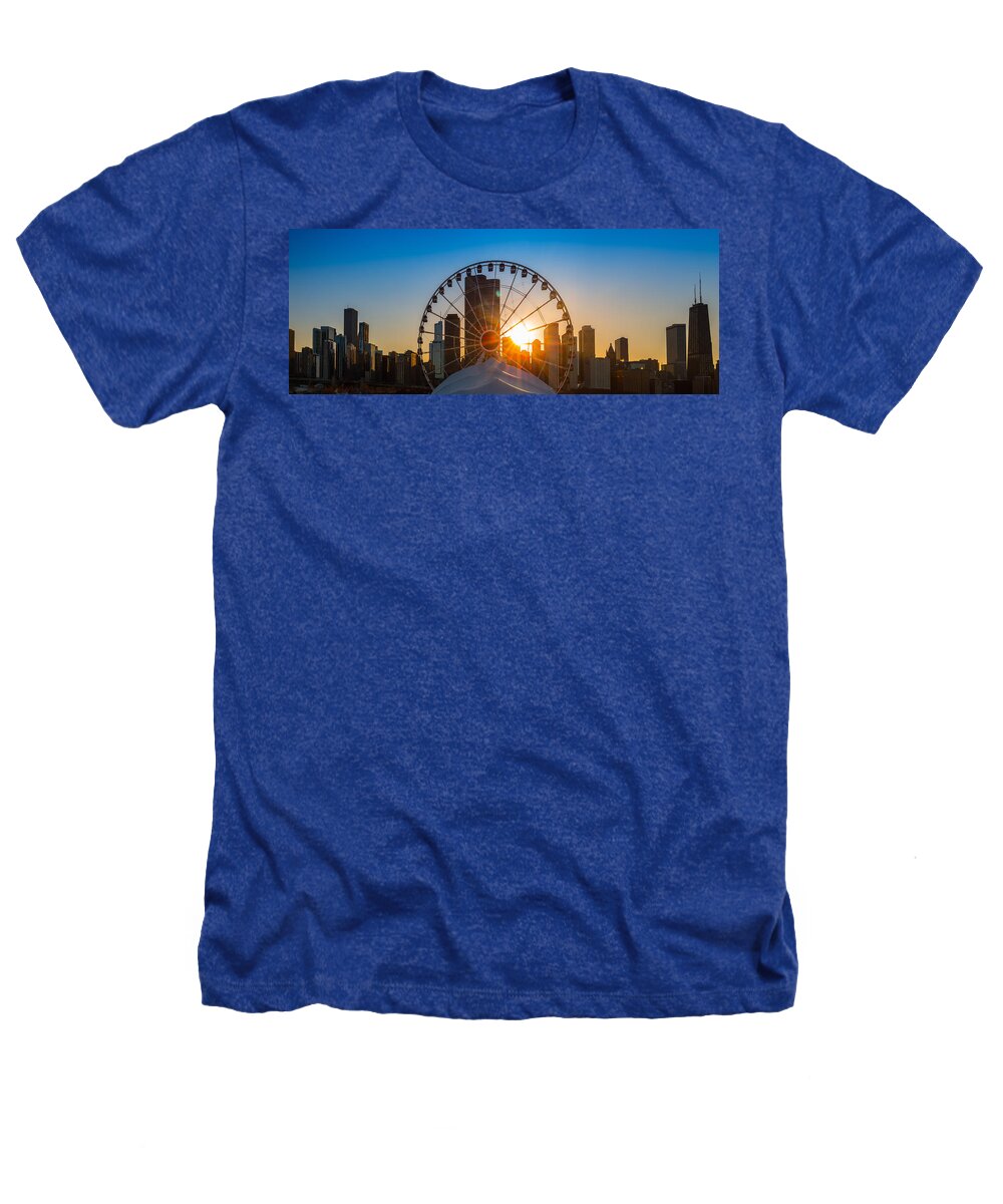 Navy Pier Heathers T-Shirt featuring the photograph Navy Pier Sundown Chicago by Steve Gadomski