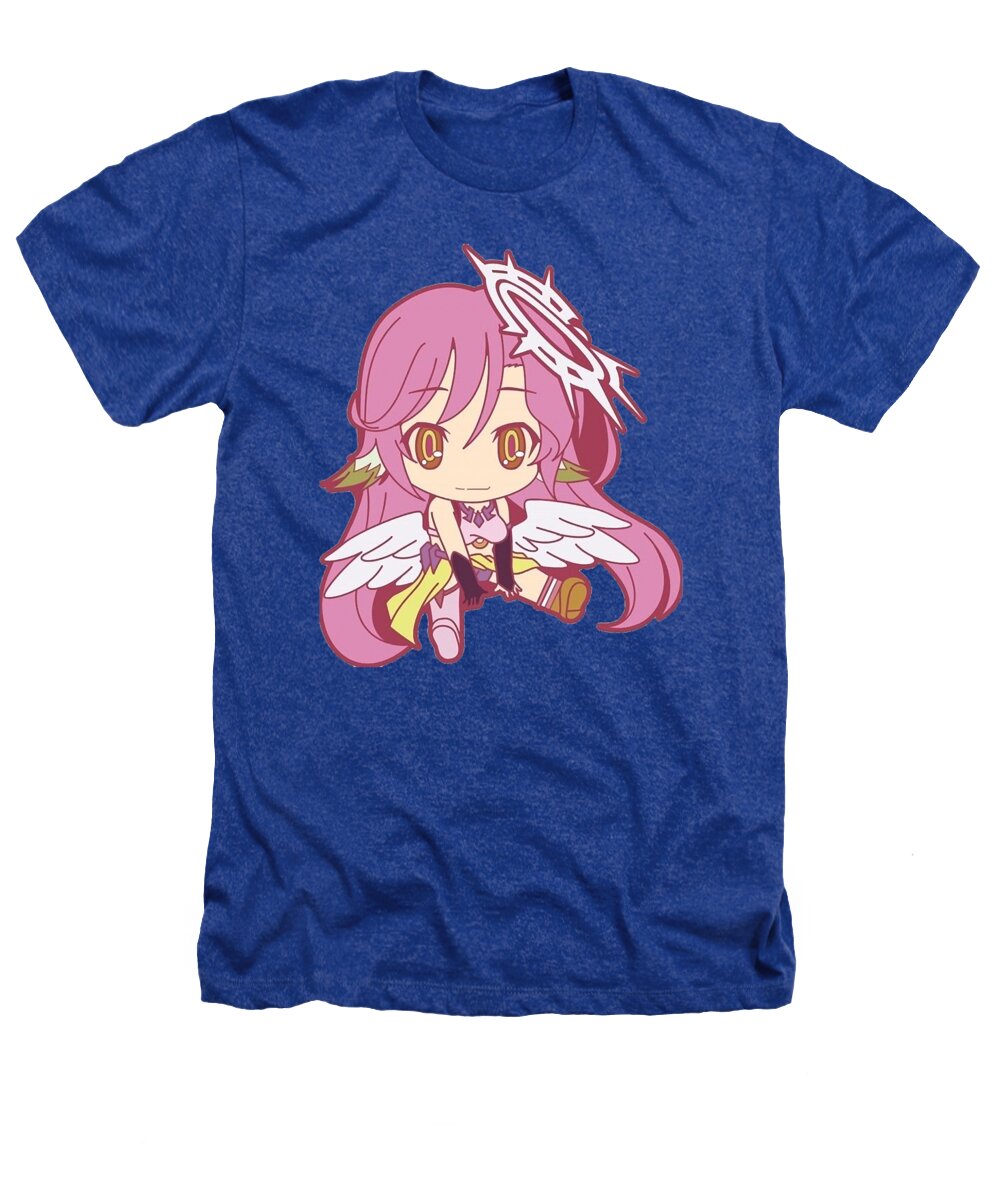 Anime Heathers T-Shirt featuring the digital art Light Blue no game no life jibril chibi sat down by Lotus Leafal