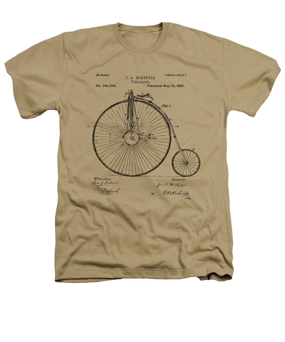 Velocipede Heathers T-Shirt featuring the digital art 1881 Velocipede Bicycle Patent Artwork - Vintage by Nikki Marie Smith