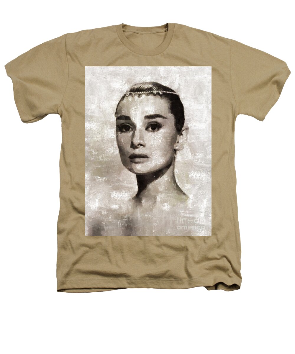 Hollywood Heathers T-Shirt featuring the painting Audrey Hepburn, Vintage Hollywood Legend by Esoterica Art Agency