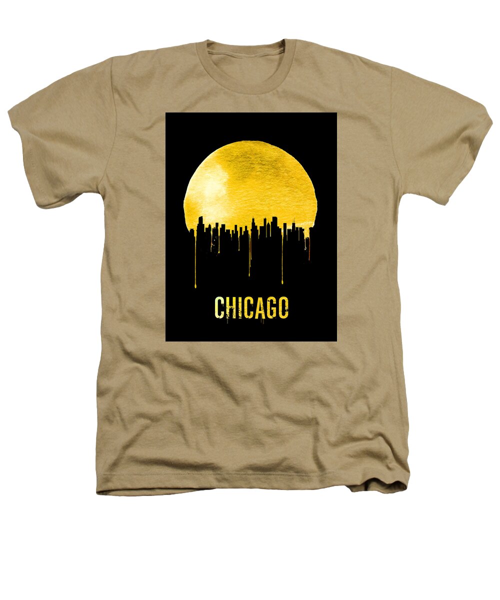 Chicago Heathers T-Shirt featuring the painting Chicago Skyline Yellow by Naxart Studio