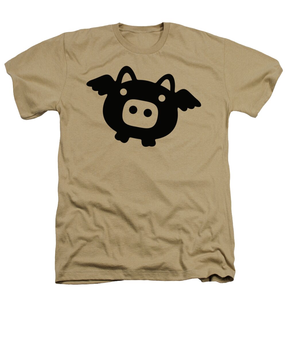 Simple Heathers T-Shirt featuring the digital art Flying Pig - Black by Julia Jasiczak