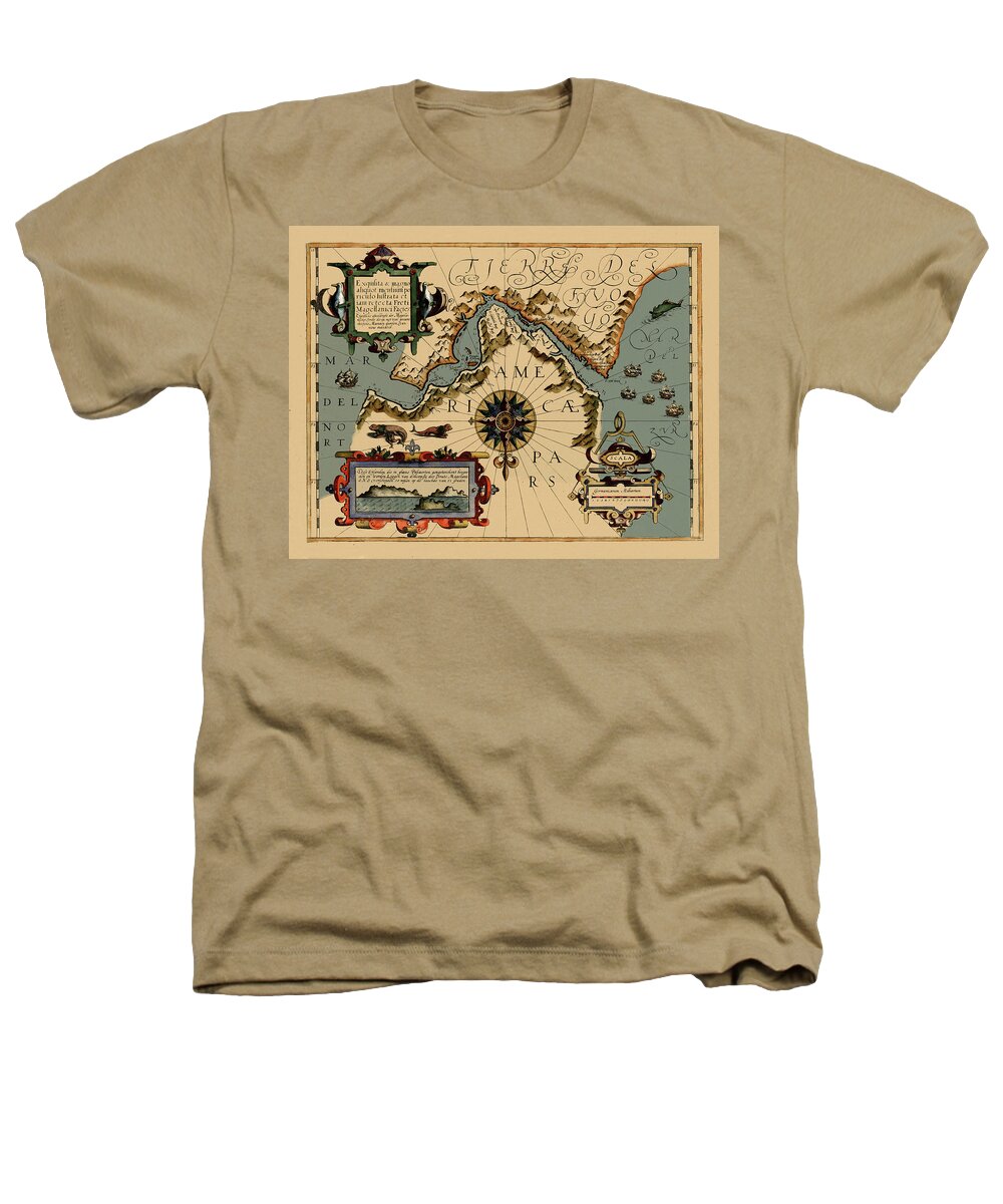 Map Of The Strait Of Magellan 1611 Heathers T-Shirt by Andrew Fare