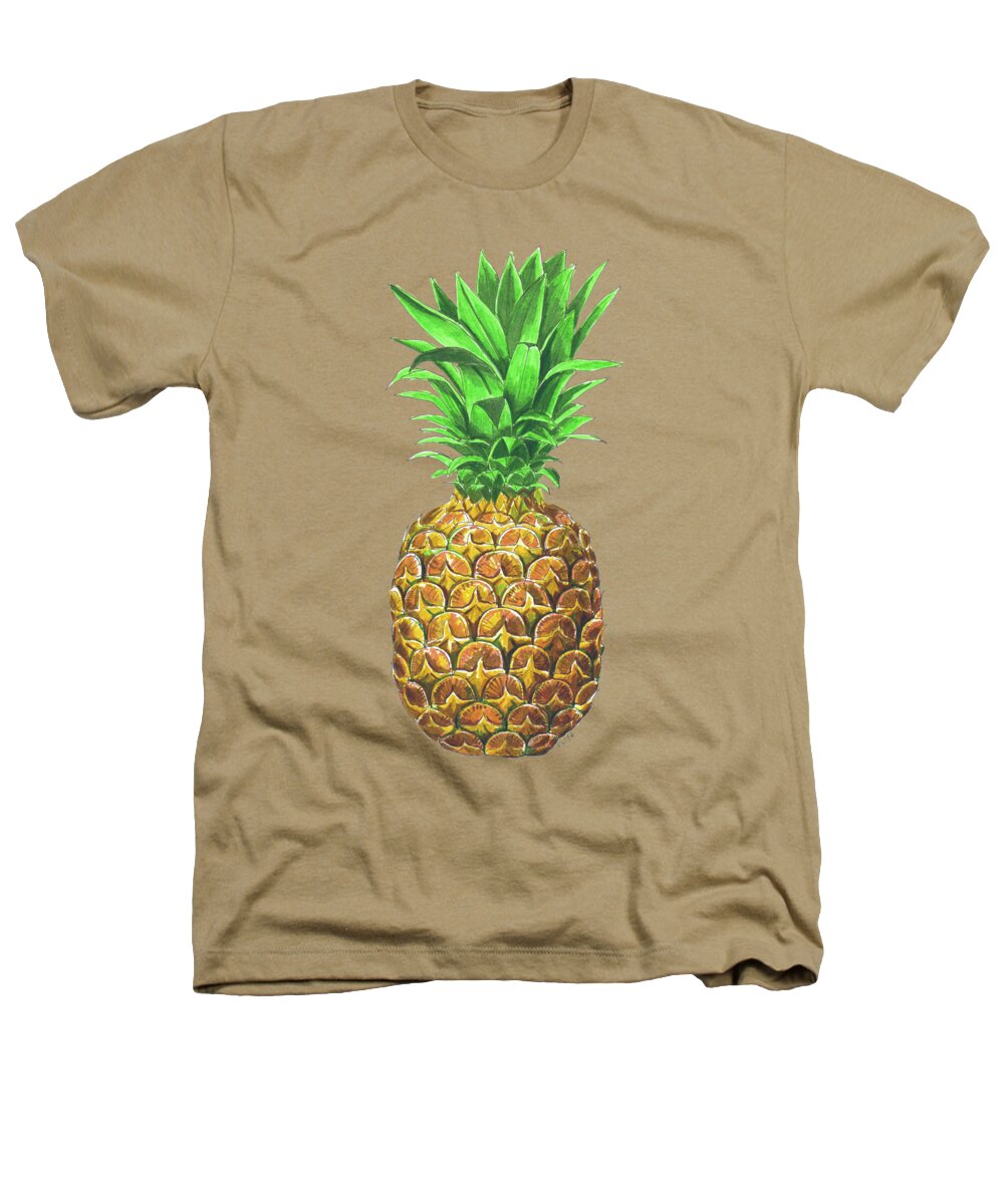 Art Heathers T-Shirt featuring the painting Pineapple, tropical fruit by Katerina Kirilova