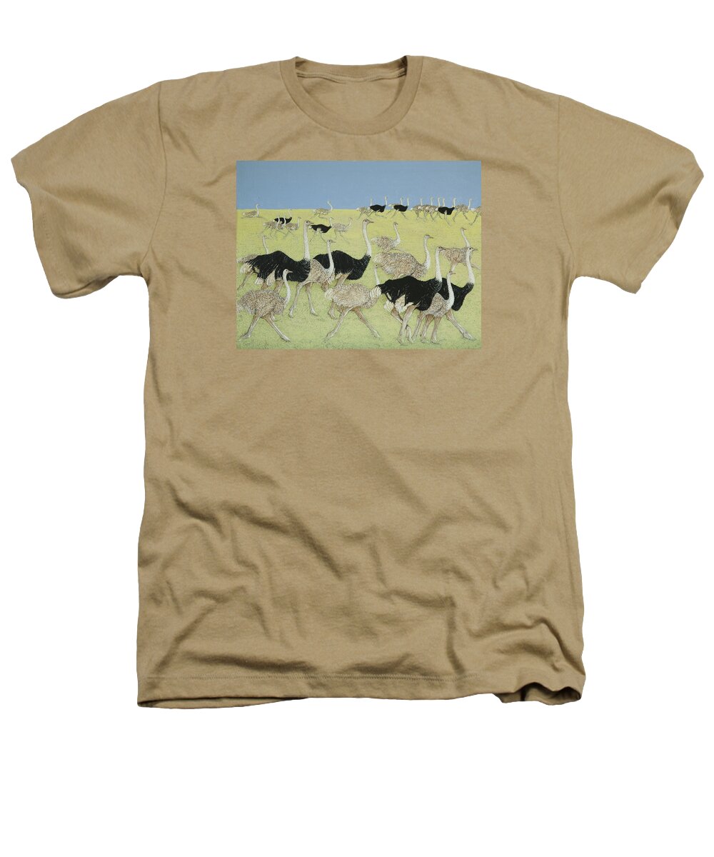 Ostrich Heathers T-Shirt featuring the painting Rush hour by Pat Scott