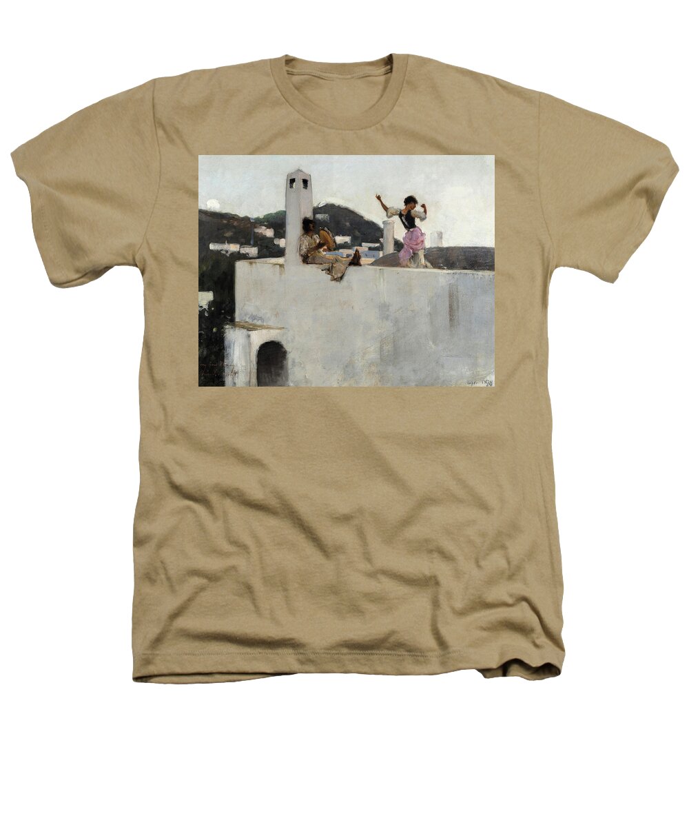 John Singer Sargent Heathers T-Shirt featuring the painting Capri Girl on a Rooftop, 1878 by John Singer Sargent