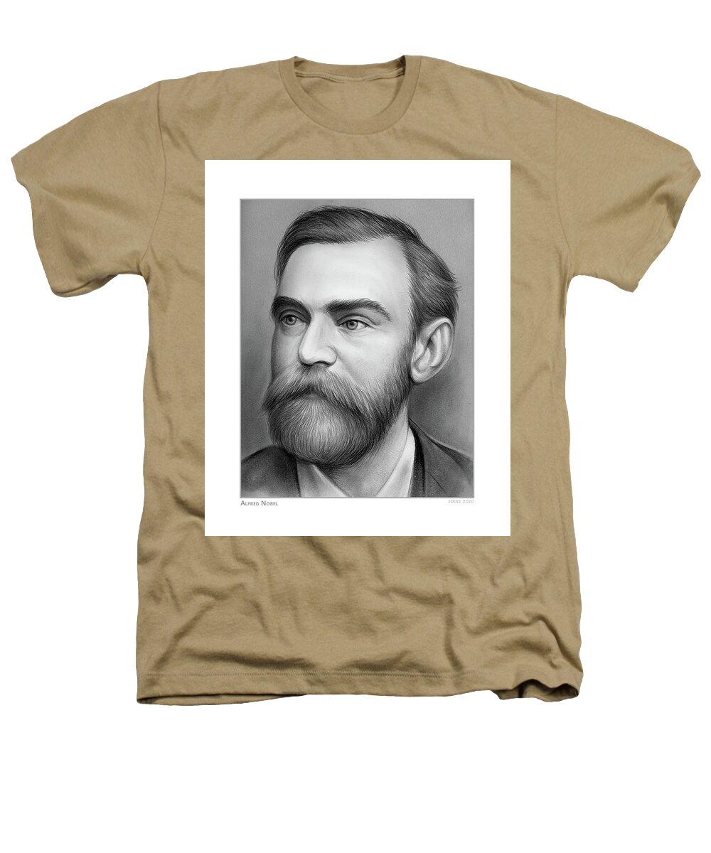Alfred Nobel Heathers T-Shirt featuring the drawing Alfred Nobel - Pencil by Greg Joens