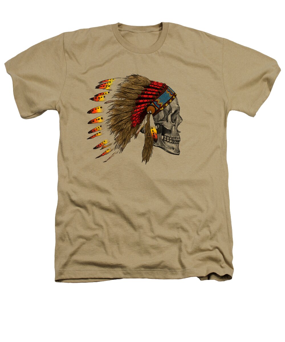 Skull Heathers T-Shirt featuring the mixed media Skull with war bonnet by Madame Memento