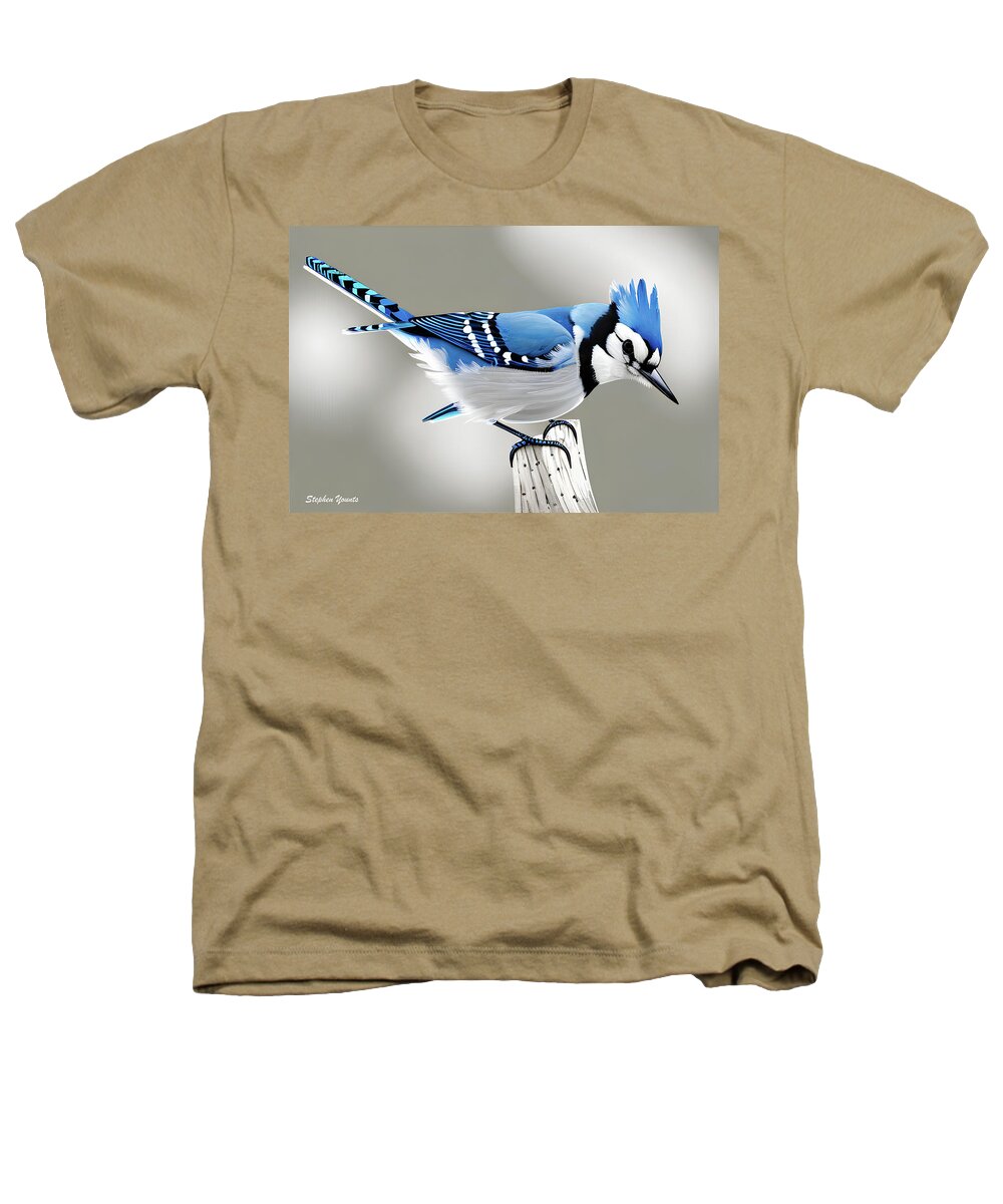 Bird Heathers T-Shirt featuring the digital art Blue Jay by Stephen Younts