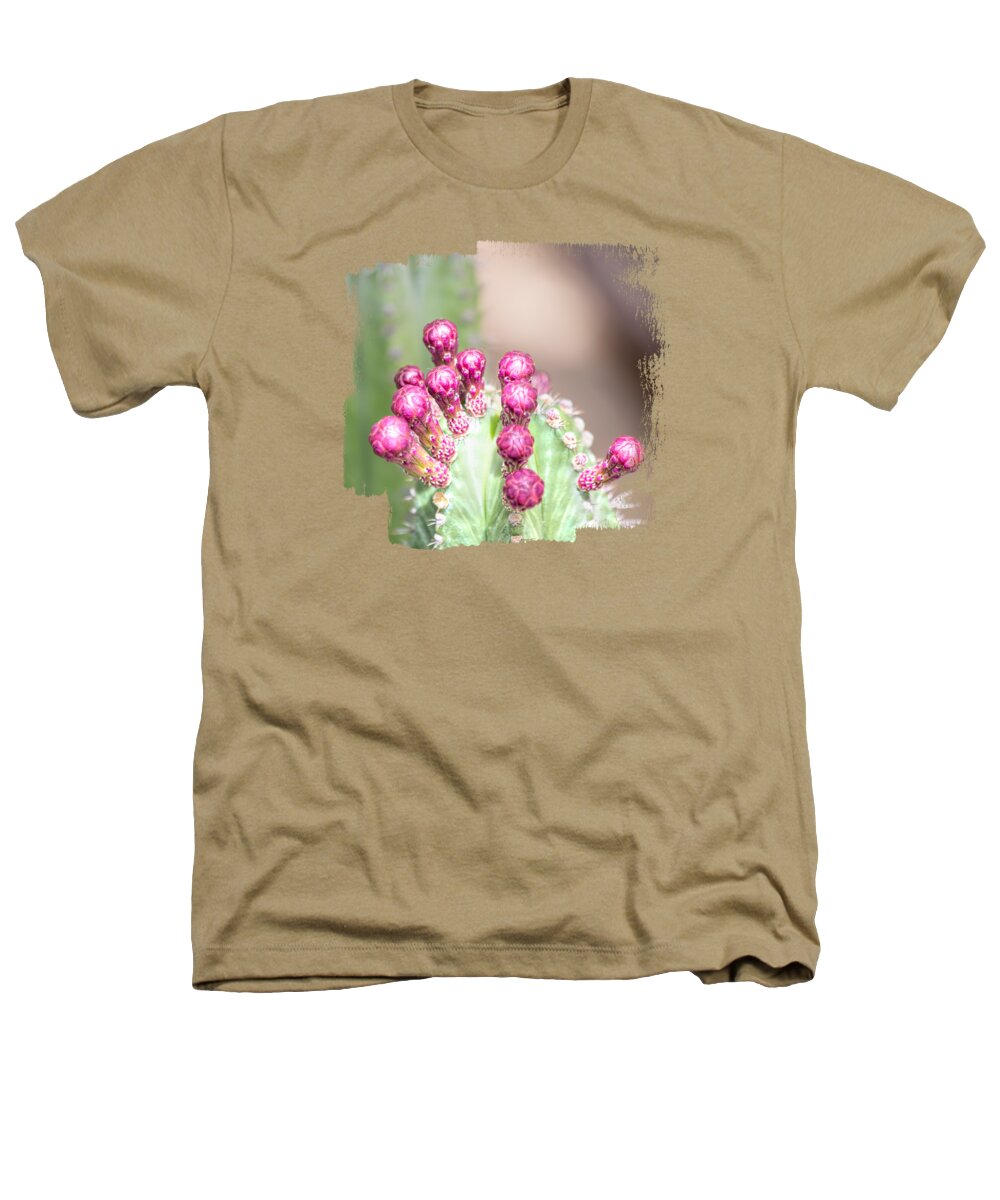 Cactus Buds Heathers T-Shirt featuring the photograph Pink Cactus Buds by Elisabeth Lucas