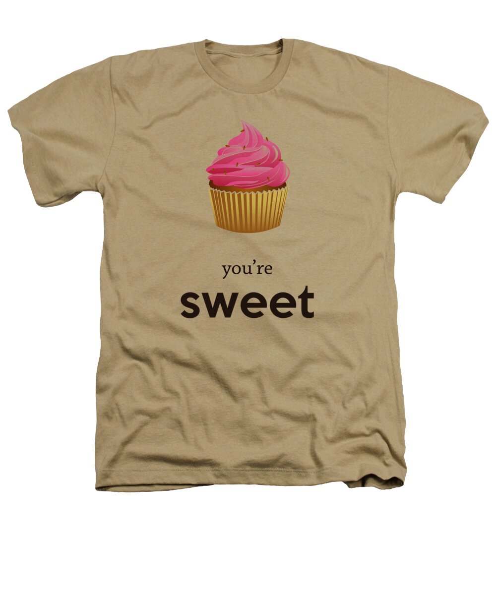 Text Heathers T-Shirt featuring the digital art Pink Cupcake Decor by Madame Memento